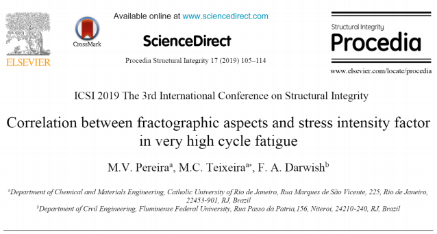 Correlation between fractographic aspects and stress intensity factor in very high cycle fatigue